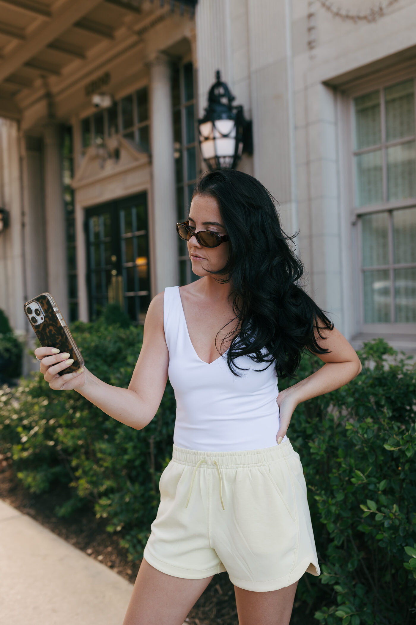 Catie checking phone